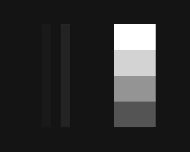 RGB 디스플레이의흑색조정 PLUGE 패턴을이용하여 IRE 바처럼보여지도록구성한다.
