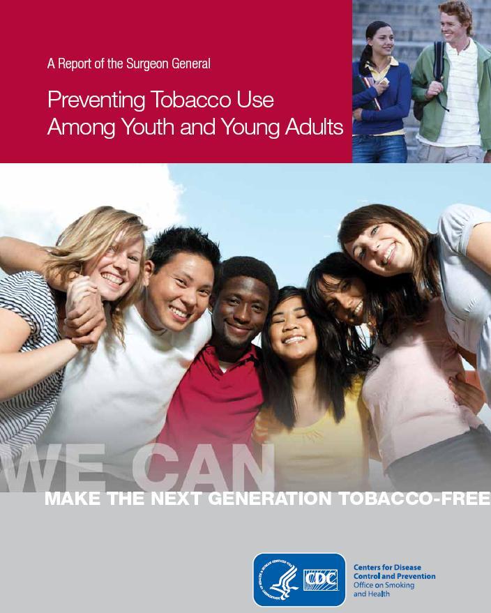 60만명이상의사람들이간접흡연을원인으로사망하는것으로보고됨 청년층흡연이란 연령층이 19-30세로서현재담배를피우는것 을뜻함 1964년첫번째 Surgeon General Report가발표된이래, 청소년과청년층의흡연에대한 Surgeon General