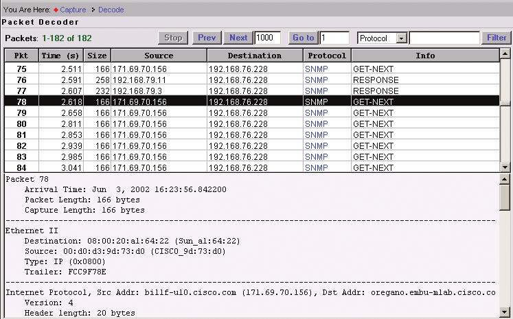 그림 5 Cisco Catalyst 6500 시리즈 NAM 을사용한패킷캡처및디코딩 추세분석 / 용량계획 NAM에서나오는데이터는