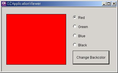 OZ Application Designer User's Guide _SetGlobal("Color", "0, 255, 0"); RadioButton3 OnClick _SetGlobal("Color", "0, 0, 255"); RadioButton4