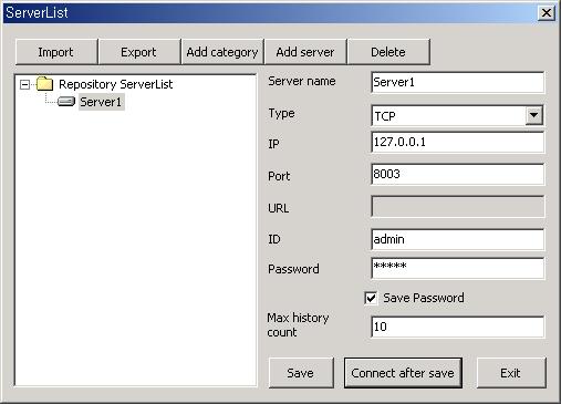 OZ Application Designer User's Guide Type IP Port URL Name Password Save Password Max history count OZ Server.