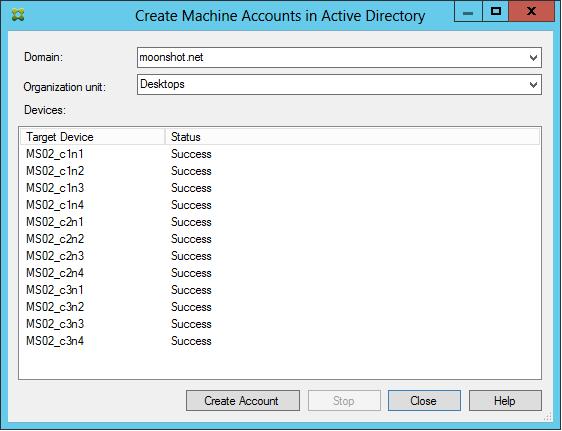 9. Create Machine Accounts in Active Directory(Active Directory 에서컴퓨터계정만들기 ) 화면에서도메인과조직구성단위를선택하고 Create Account( 계정만들기 )