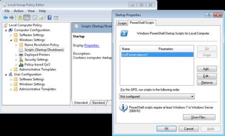 c. 시작폴더 ( 예 : C:\Windows\System32\GroupPolicy\Machine\Scripts\Startup \issdformat-wipe-quick.ps1) 에서추가하려는 *.ps1 파일을검색합니다. 9.