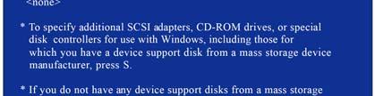 1 단계 : Windows 2000/XP 설치디스크에서부팅해서시스템을재시작하고, "3rd party SCSI 혹은 RAID 드라이브를설치할필요가있으면 F6 를누르시오 라는메세지 ( 그림 18)