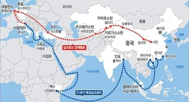 1. 개요 [ 정의 ] 일대일로 전략은 2013 년 9월시진핑 ( 习近平 ) 국가주석이중앙아시아및동남아시아순방중처음제시한전략으로육로를연결한 일대 ( 一带 ) 를가리키는 실크로드경제벨트 ( 丝绸之路经济带 ) 와 일로 ( 一路 ) 를가리키는 21세기해상실크로드 (21 世纪海上丝绸之路 ) 로구성됨.