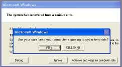 다양한허위경고 (Fake FakeAlert) - 인터넷익스플로러 - 시스템오류메시지 - Tray Icon 을이용한페이크얼럿 [ 그림 2-6] Antivirus XP 2008 의다양한허위경고메시지