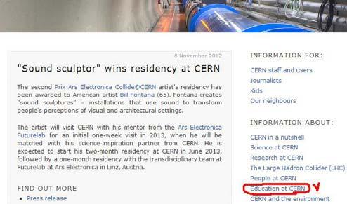 이해하기쉬움 1) 강의 ppt 있는곳 -CERN 홈페이지접속오른쪽 [Education at CERN] 클릭