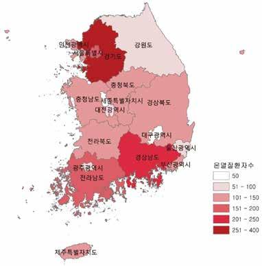 지역별 - 경기도 358 명 (16.8%), 경남 225 명 (10.