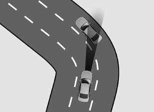 다른차선에있는차량이감지되어설정속도주행에영향을줄수있습니다. 코너링이있는도로및내리막길에서는특히주의하십시오.