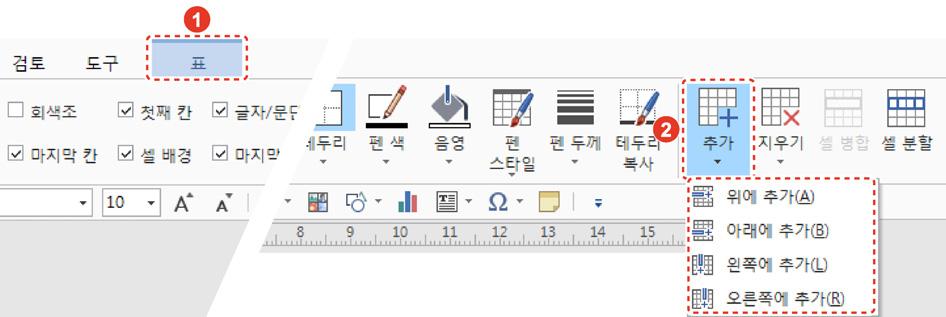 4. 한글 행및열삭제하기 1. 행및열을삭제하려는위치의셀을선택하세요. 2.