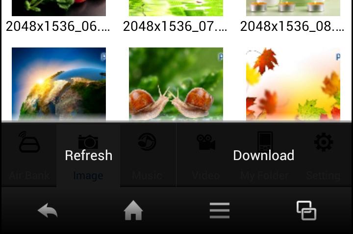 Menu( 메뉴 ) 를탭핑한후 Download( 다운로드 ) 를탭핑합니다. 2. 사진을선택합니다.