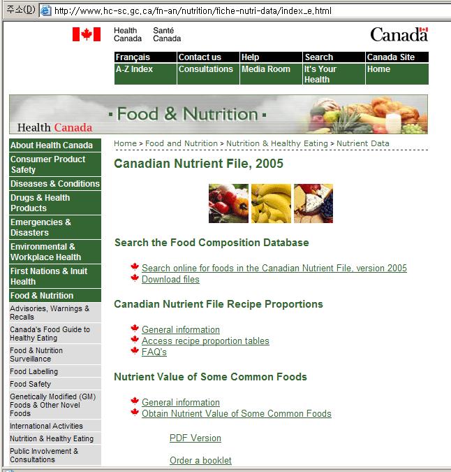 2 Canadian Nutrient Database system 그림 3.1.