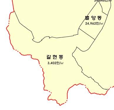 부림동이 39,846 인 / km2로 나타남 < 인구밀도현황 > 구분 인구밀도면적가구수인구수 ( 명 ) ( 인 /