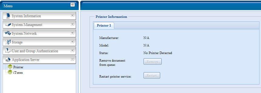 프린터정보 Application Server( 응용프로그램서버 ) 메뉴에서 Printer( 프린터 ) 항목을선택하면 Printer Information( 프린터정보 ) 화면이표시됩니다.