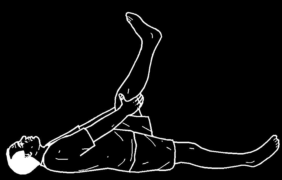 긴장을풀어준다음한방향당 10 회씩반복합니다. Hamstring Stretch: Lie on your back with your legs out straight. Raise your leg up and put your hands around the upper leg for support.