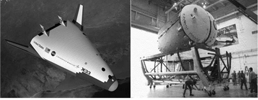 Figure 23. NASA RLV Progam 의 X-33 비행체와복합재료저장용기 [ 자료 : NASA DFRC]. Figure 24. 오스트리아항공우주연구소가개발한자동차용액화수소시스템. 부로누출되지않도록제작하였다.