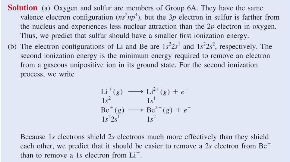 Ionization Energy 주기의오른쪽으로갈수록증가 : 동일한주양자수를갖는원자 ( 같은주기원자 )
