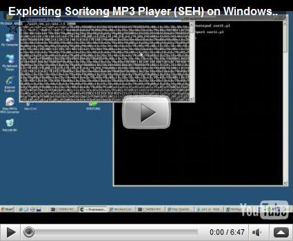 8 YouTube Exploiting Soritong MP3 Player (SEH) on Windows XP SP3 Memdump 를이용한 pop pop ret ( 및다른유용한명령어 ) 찾기 Metasploit는 msf3\tools라는폴더에 memdump.exe라는유틸리티를가지고있다.