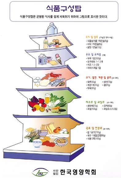 14 어린이식생활교육지도서 좌측의식품구성탑이미지를확대해서활용하세요. 그림 6 식품구성탑 ( 한국영양학회, 2000) (http://kns.or.
