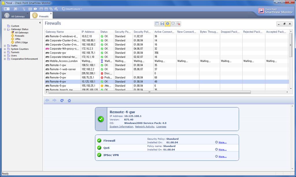 2.3 CheckPoint Security Management (MGMT S/W) 2.3.4 Smart View Monitor(Status 모니터 )