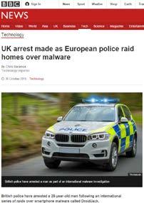 보안이슈 02 안드로이드 RAT, 드로이드잭 (DroidJack) Security Issue 영국경찰은 드로이드잭 (DroidJack) 으로불리는스마트폰악성코드를통해 28세의남자를체포했다.