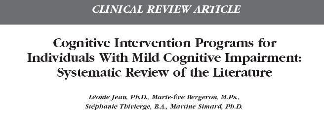 Cognitive Intervention for