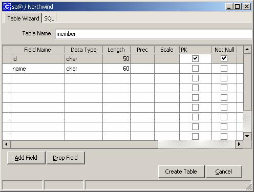 SQL Server Database Development Tools 3.3.2. Table Wizard 란? Table Wizard 는 SQL Server 의데이터형이나다른정보를잘몰라도손쉽게테이블을 생성할수있습니다. Create Table Create Table 은손쉽게테이블을생성할수있습니다. 1.