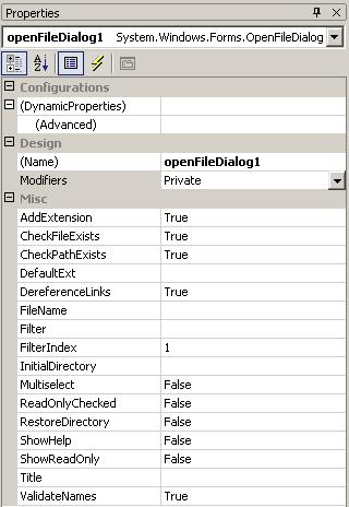 1.2 속성지정 - 26 - 속성창 Options openfiledialog1.