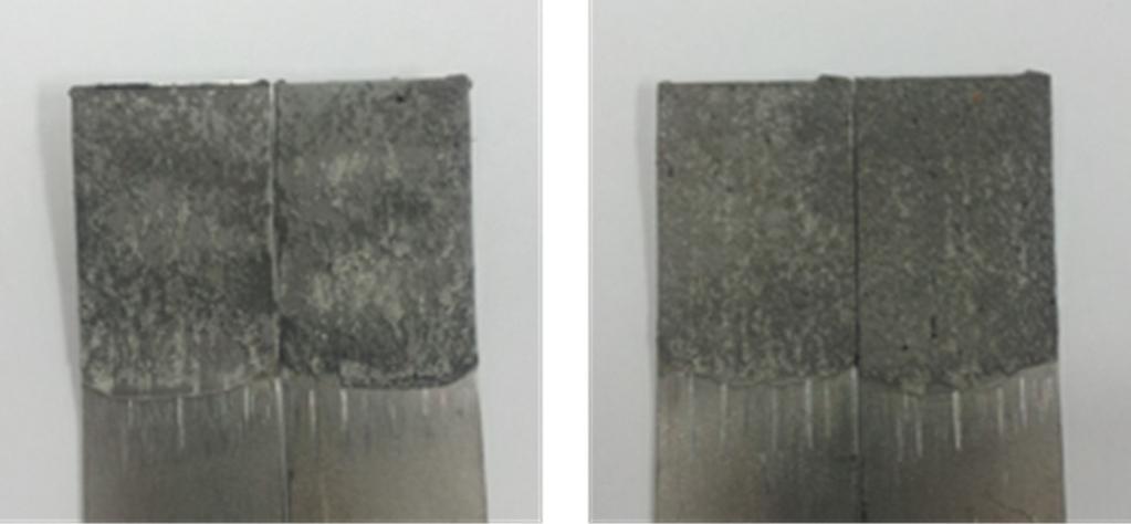 7 Fracture surface images of the impact peel test specimens for the nano functionalized block copolymer content of (a) phr and (b) 3phr 변화되었는데이는나노기능성블록공중합체의첨가가접착제의응집력을보다감소시킨결과로생각되며,