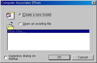 7. ERWin 사용방법 이장에서는 ERWin 의사용방법과기능에대해서설명할것이며단순한 ERWin 의기 능적인접근이아닌실제예제를모델링하면서관련된 ERWin 의기능에대해서설명 하고자한다. 그리고이책은 ERwin 의매뉴얼이아니므로 ERwin 의모든기능이아닌실제프로젝트를하면서자주사용하게되는기능을중심으로설명하도록하겠다. 여기서사용하는 ERWin 의버전은 4.
