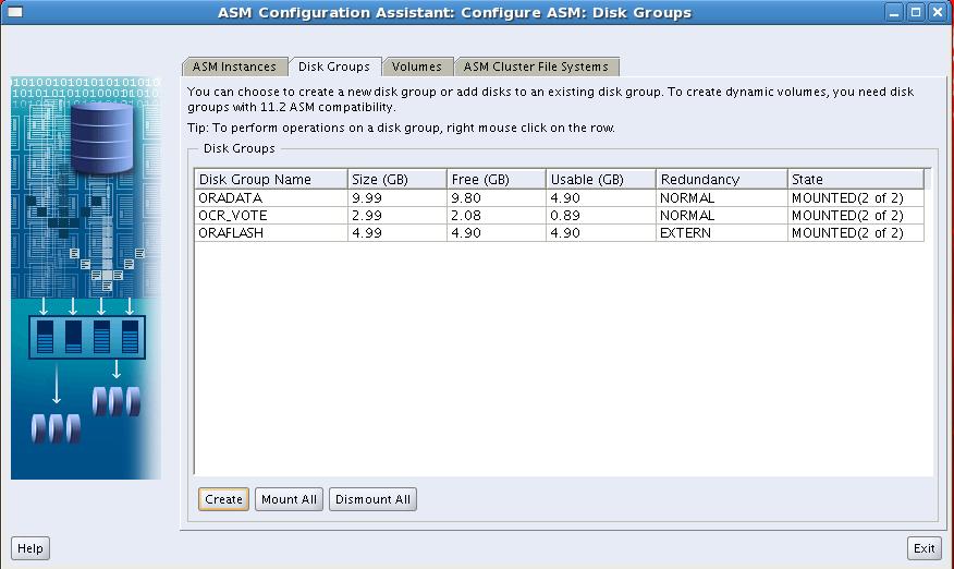 ASM 구성 (ASMCA) ASM 구성이완료되서확인