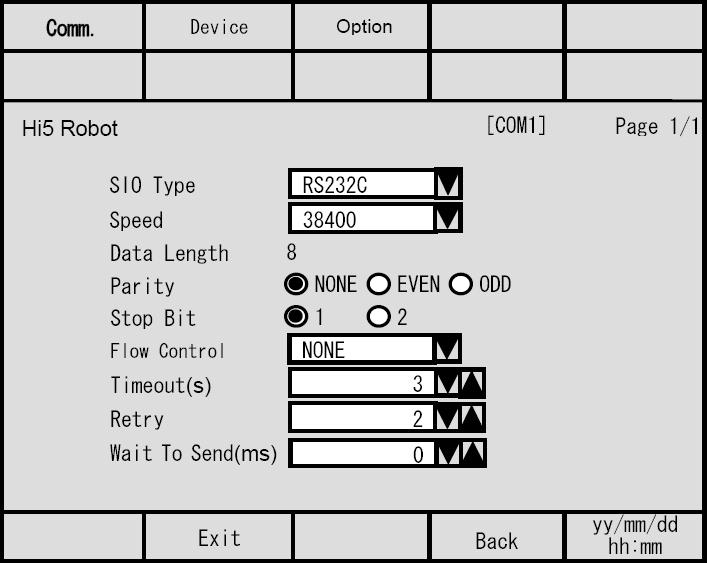 4-2 오프라인모드에서의설정항목 오프라인모드에들어가는방법이나조작방법은보수트러블매뉴얼을참조하십시오. 참조 : GP-Pro EX 사용자매뉴얼 제 4 장설정 통신설정설정화면을표시하려면, 오프라인모드의 [Peripheral Settings] 에서 [External Device Settings] 를터치합니다. 표시된리스트에서설정하고자하는접속기기를터치합니다.
