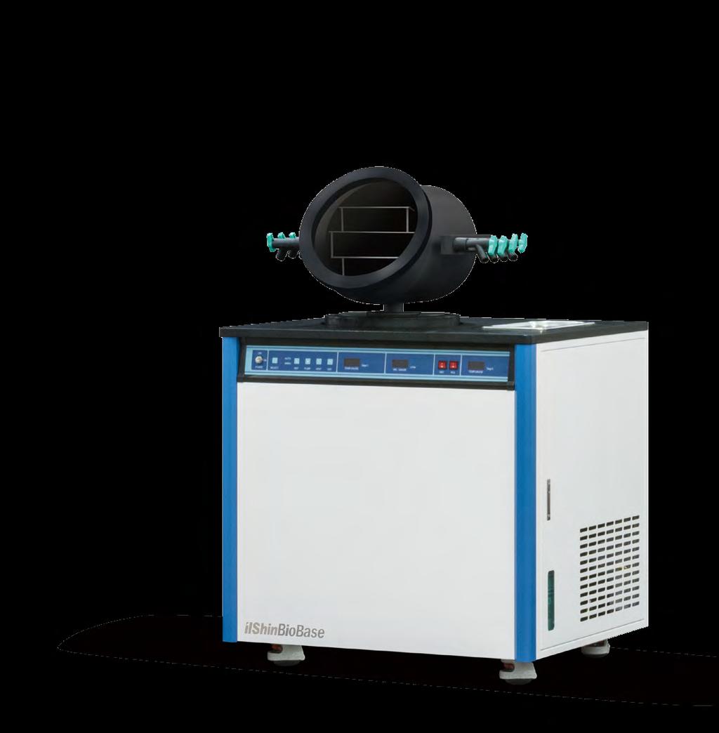 SHELL & CONCENTRATOR Build-up of Frozen Material Freeze Dryer with Shell Freezer - FDS Shell freezer는강력한냉각시스템을통해 -40도까지빠르게냉각되며, 이때특수한회전식설계공법을통해시료의결정은고르게분산되어효율적인건조와동결건조시간을단축시킵니다.