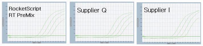 AccuPower RocketScript RT PreMix Experimental Data Thermostable Activity A) Supplier I Reverse Transcriptase 42 1 2 3 4 5 6 7 8 50 1 2 3 4 5 6 7 8 M Enhanced Performance A) Supplier I Reverse