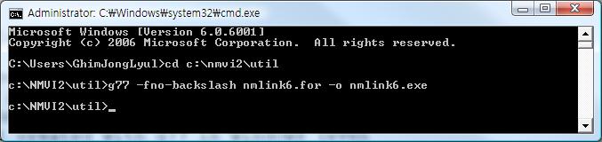 NONMEM level 1 NONMEM 6..0이들어있는미디어의루트에 cdsetup6.bat 파일이있는지확인핚다. 예를들어, globomax로부터받은 CD의내용물을이동식디스크에복사해두었다멲아래와같이보일것이다. 도스창을열고 cdsetup6.bat 이있는경로로이동핚후 cdsetup6 d c nmv g77 y 를입력핚다.