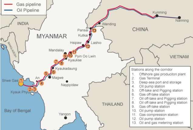WORLD ENERGY MARKET Insight Weekly 주간포커스 - 2009년체결된협정에따라미얀마와중국은미얀마 Kyaukphyu항에서중국서남부에위치한쿤밍까지연결된동일한경로의송유관과가스관을건설하기로결정하였음.