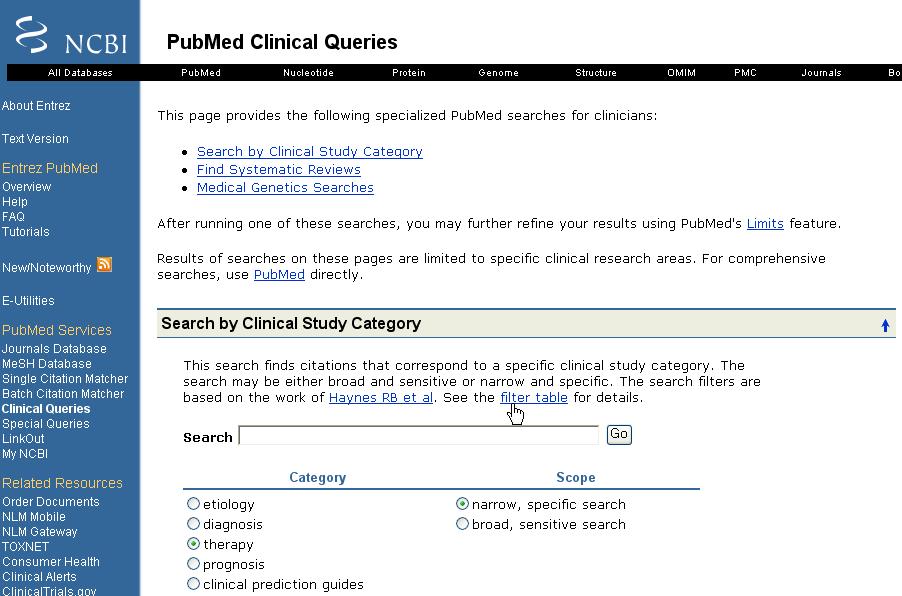 PubMed Service - - Clinical Queries PubMed Service Clinical
