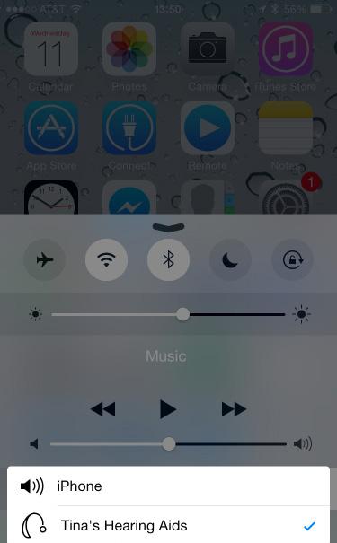 Kirkland Signature 6.0 보청기에직접사운드스트리밍하기 애플기기에서직접보청기로음악등과같은스테페오오디오를스트리밍할수있습니다. 컨트롤센터 화면하단을밀어올리면컨트롤선터에엑세스됩니다.