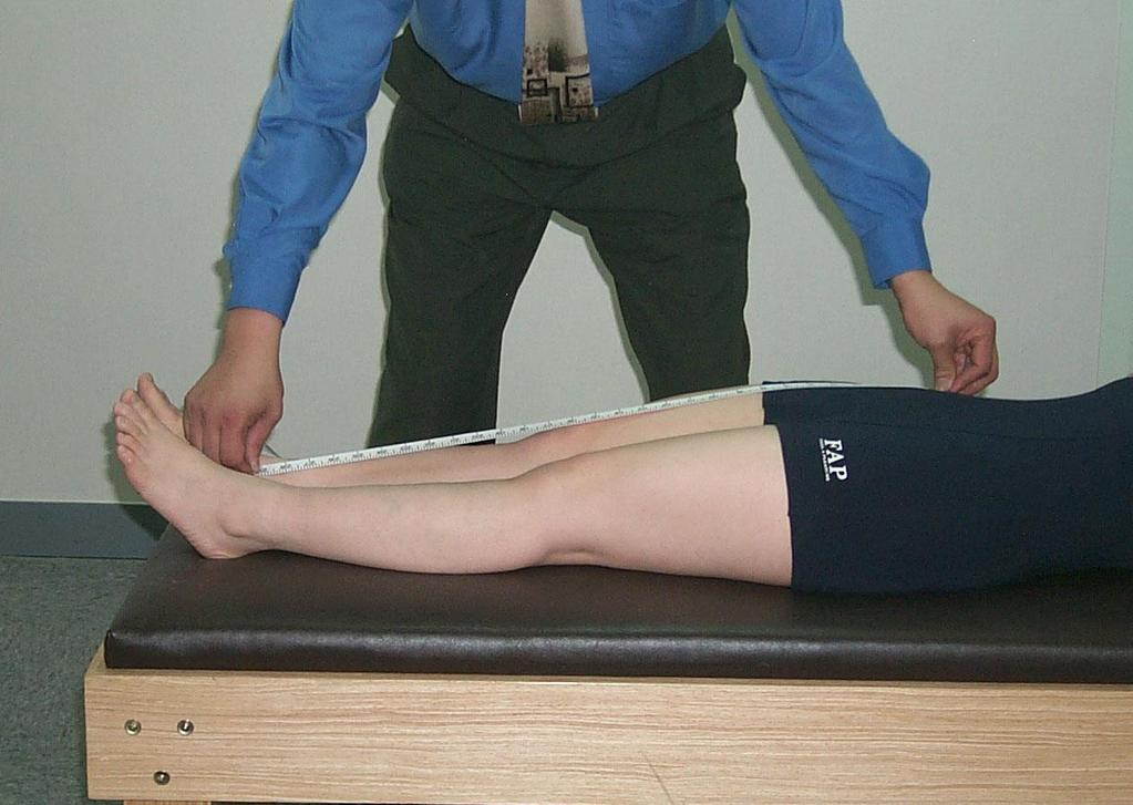 실제족지길이측정법 전상장골극 ( anterior superior iliac spine ) 에서부터경골하내과 ( medial