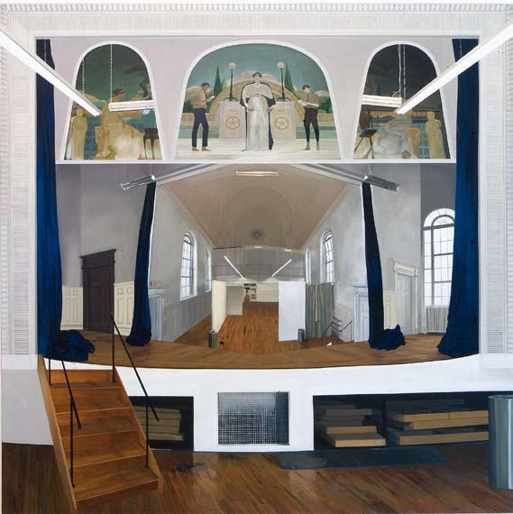 The Painting contains the front and back perspective; therefore, creating a mirror-like composition.