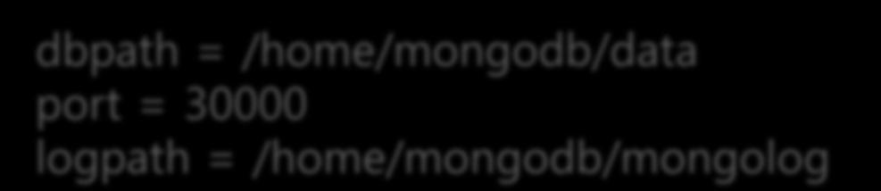 2. 설치및실행 2.6 mongod 옵션과실행 mongod 를실행하는방법에는명령어에옵션을추가하거나설정파일을사용하는방법두가지가있다.
