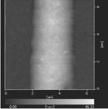 그림 5. PET 과 PEDOT 의 current-voltage curve. 6 3. 결론 그림 4. line 형태로기상증착된 PEDOT 의원자력현미경으로측정한표면형상화 current image. 6 것으로기대되고있다.