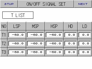 2.12.3 ON/OFF 시그널및이너시그널설정화면 2.12.3.1 ON/OFF 시그널 4 개의 ON/OFF 시그널을설정할수있습니다. 그림 2-50. ON/OFF 시그널설정화면 4 5 6 번호지시내용내용설명부가설명 NEXT BUTTON 이너시그널설정화면으로이동합니다. 2.12.3.2 이너시그널참조 LOW SP ON/OFF 동작에서 LOW SP 를설정합니다.