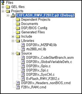 2.4.1 Step 1 : M25P40 Library 추가 M25P40 API 라이브러리파읷을프로젝트에추가한다. CCS의상단메뉴 Project Add Files to Project.. 를클릭하는것으로프로젝트에파읷을추가할수있다. 라이브러리파읷은아래의경로에서찾을수있다.