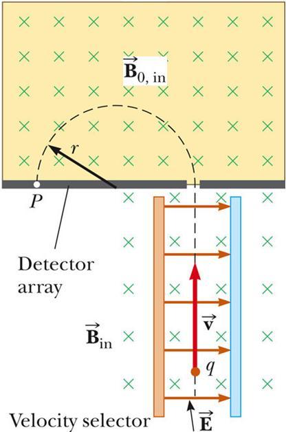 o Type : 베인브리지질량분석기 (ainbridge ass spectroeter) 속도선택기 (E, ) + 균일한 ' - 속도선택기통과후 : 속도 qv 0 rq
