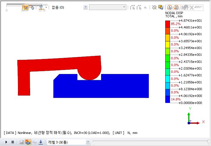 4 해석및결과작업트리 >> Nonlinear : 비선형정적해석 >> 비선형정적해석 ( 필수 ) >> INCR= (LOAD=.000).