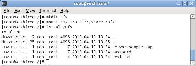 실습 7-3 NFS 자원목록화하기 NFS 공유자원목록화및접근 7 NFS 목록화 : 리눅스에서는 showmount -e [IP 주소 ], 솔라리스에서는 dfmounts [IP 주소 ]