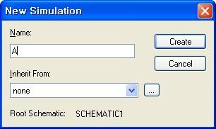 Name 란에작성후 Create 를선택한다. Edit Simulation Settings 창이열린다.
