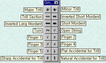 ( 장점) 3) Ornaments( 장식음) : Trill 을비롯한장식음들의기호, 손가락번호, 임시표입력 (1) Major Trill : 장2도위의음으로부터시작되는 Trill(