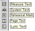 이 Tool을 선택하면가사의글꼴을설정하는 Pop-up 창과 Lyric Position을조정하는 형의 Handle 들이활성화되는데, 글꼴및글꼴의스타일을설정하고가사의위치를정한 다음원하는음표의하단을클릭하면가사입력커서가깜박인다. 원하는가사를 입력하고 를두번누르면가사가입력되고커서가자동으로다음음표로 진행한다.